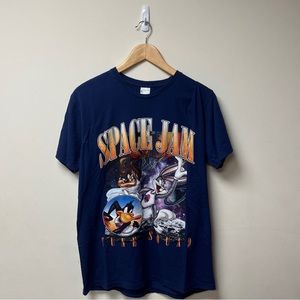 Space Jam Shirt Mens Large Blue Tune Squad Graphic Tee Bugs Bunny Taz Daffy Duck